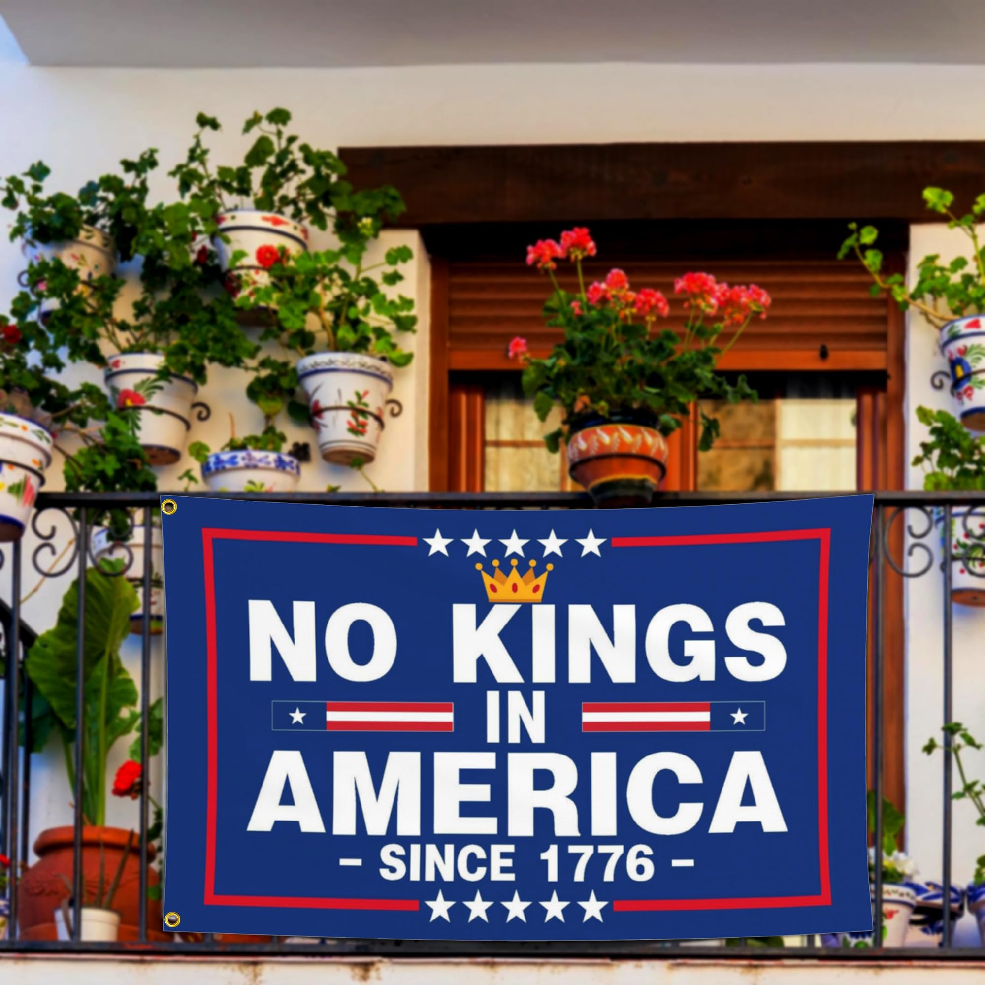 Yesuavt no kings flag decor for campaigns parades and garden.