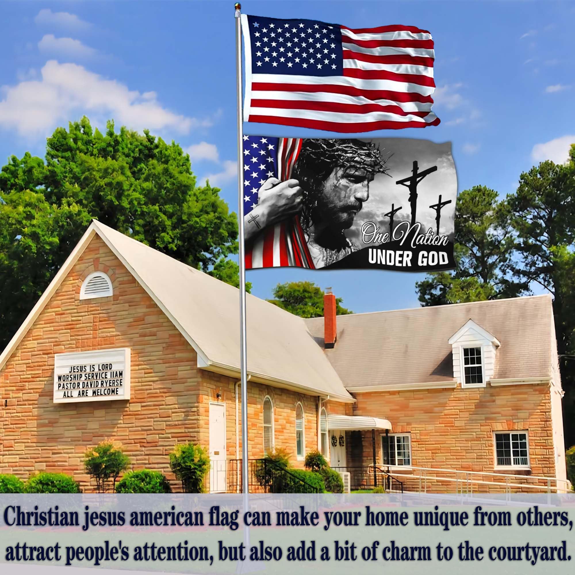 Yesuavt durable polyester flag close-up shows weather resistance and color retention.