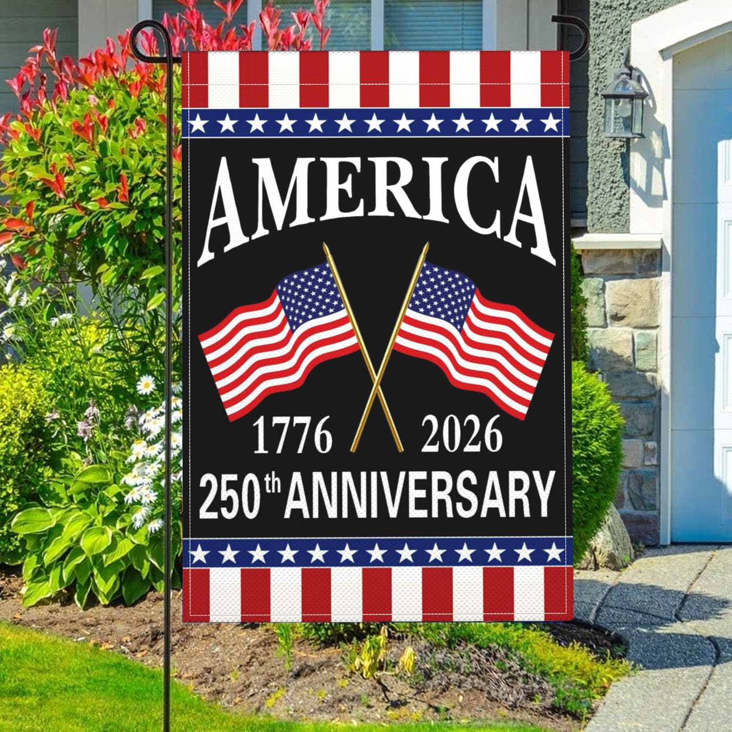 Yesuavt garden flag fluttering gently in breeze adds elegant ambiance