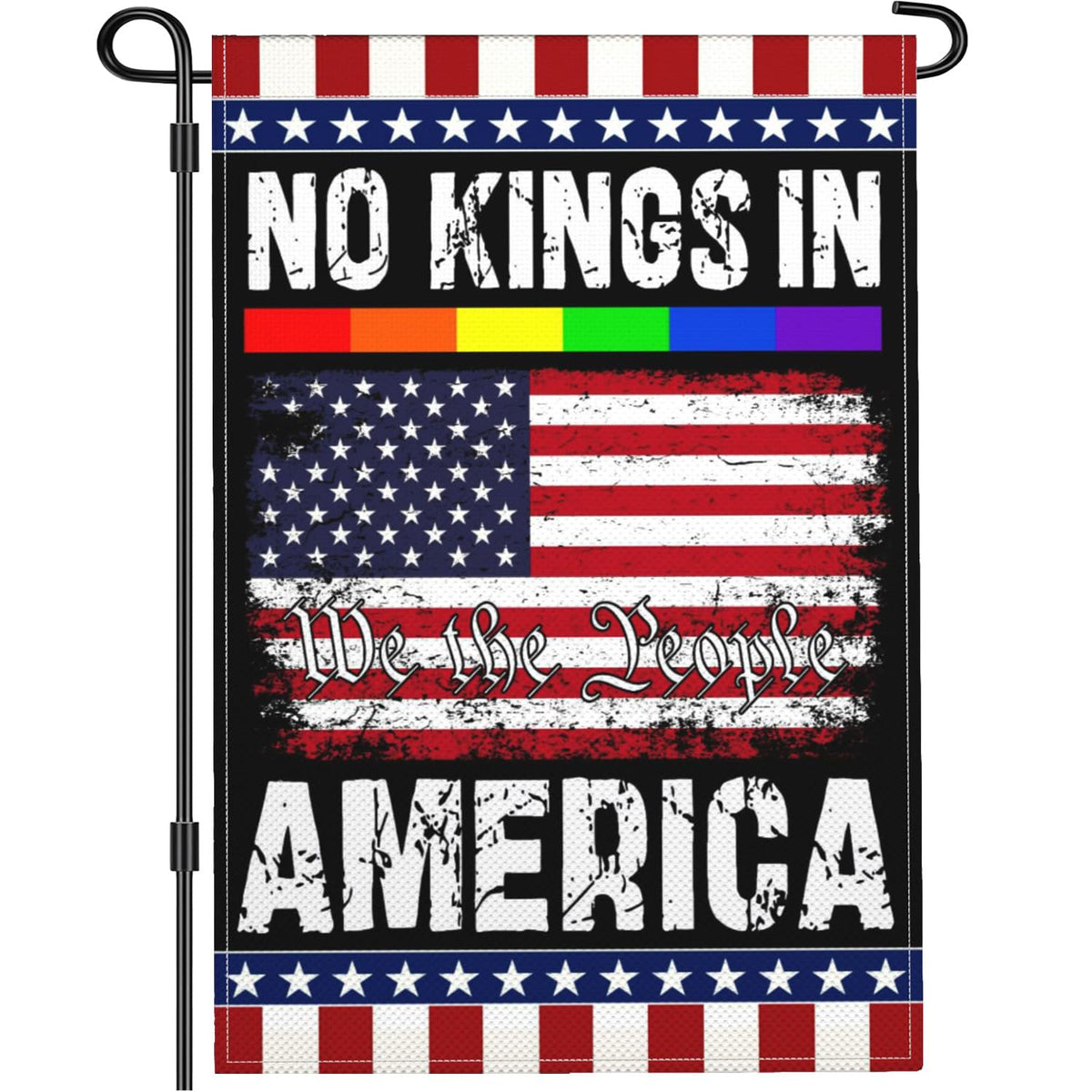 Yesuavt No Kings Day protest flag fluttering outdoors for visibility.