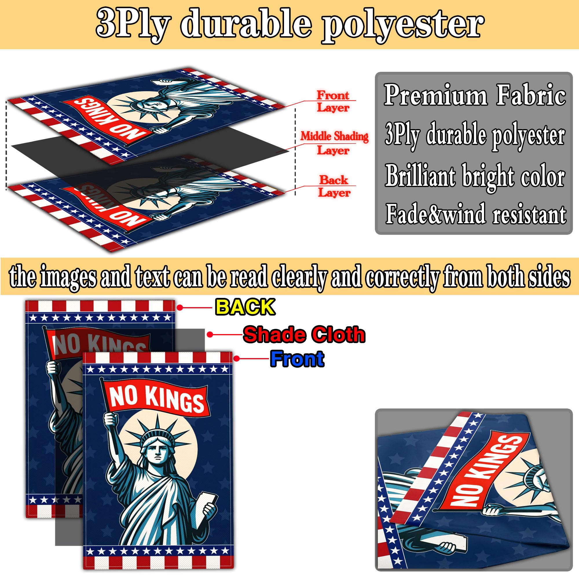 Yesuavt flag made of durable polyester withstands sun and rain.