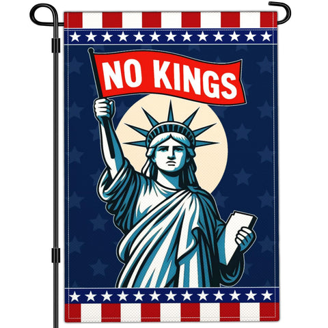 Yesuavt statue of liberty No Kings garden flag front view, durable polyester for outdoor decoration.