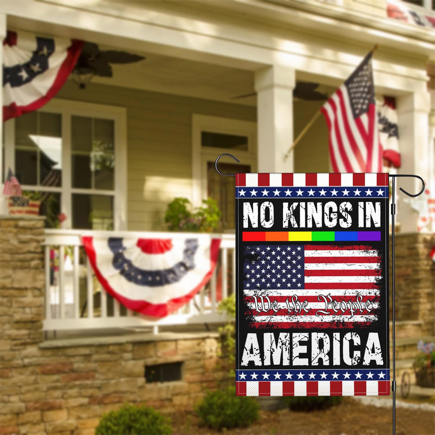 Yesuavt No Kings yard flag for festive outdoor decor.