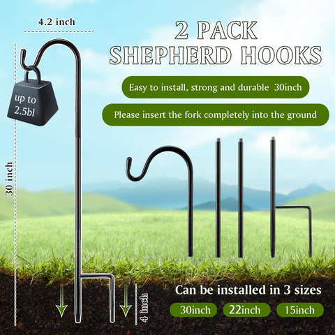 Yetene 30-inch steel shepherd hook assembly for easy tool-free setup.