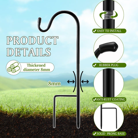 Yetene outdoor hook supports hanging solar lights and lanterns in the garden.
