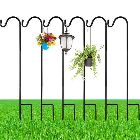 Yetene 24-inch shepherd hook side view showing durable steel construction for outdoor use.