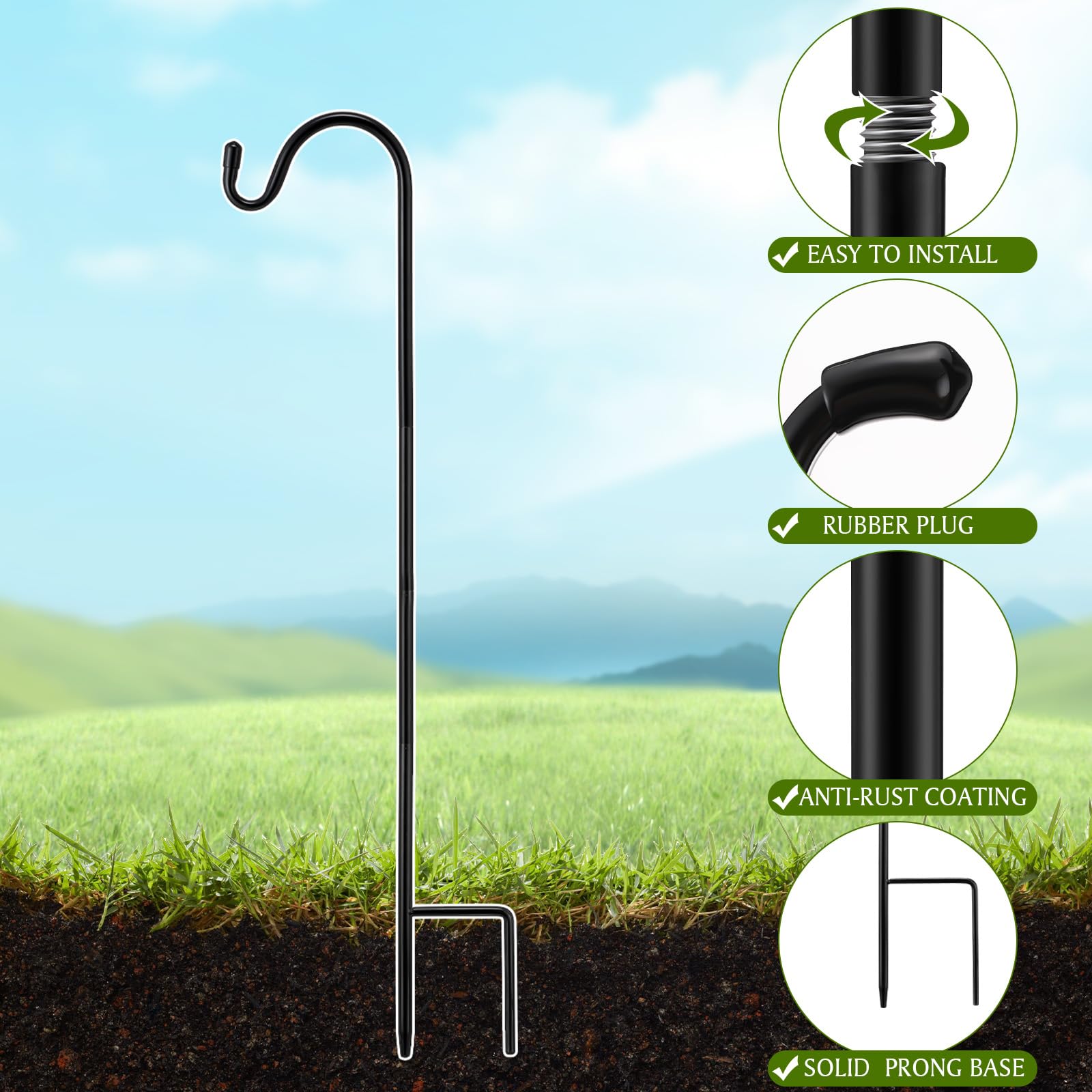 Yetene ground base detail highlights stable two-prong design for upright placement.