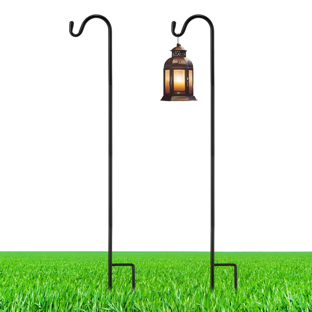 Yetene shepherds hook 24inch base for sturdy patio display.