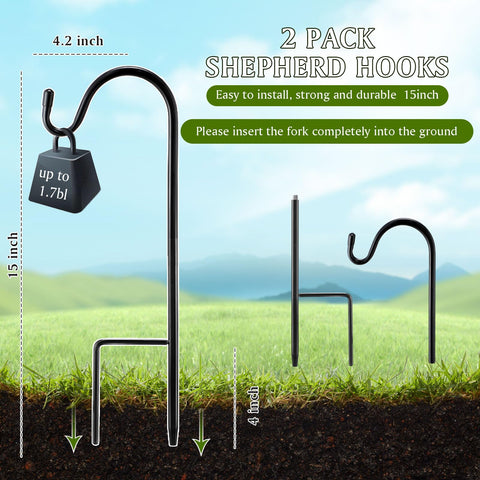 Yetene ground-base shepherd hook with two prongs for stable installation.