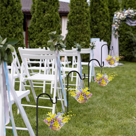 Yetene outdoor shepherds hook holds planters, lanterns, or garlands.