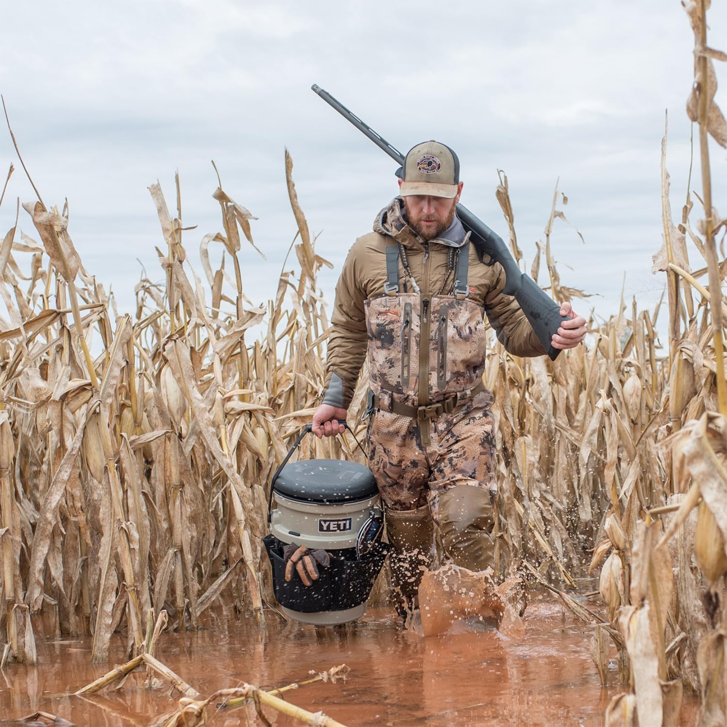 YETI LoadOut bucket foam cushion offers weatherproof padding for outdoor chores.