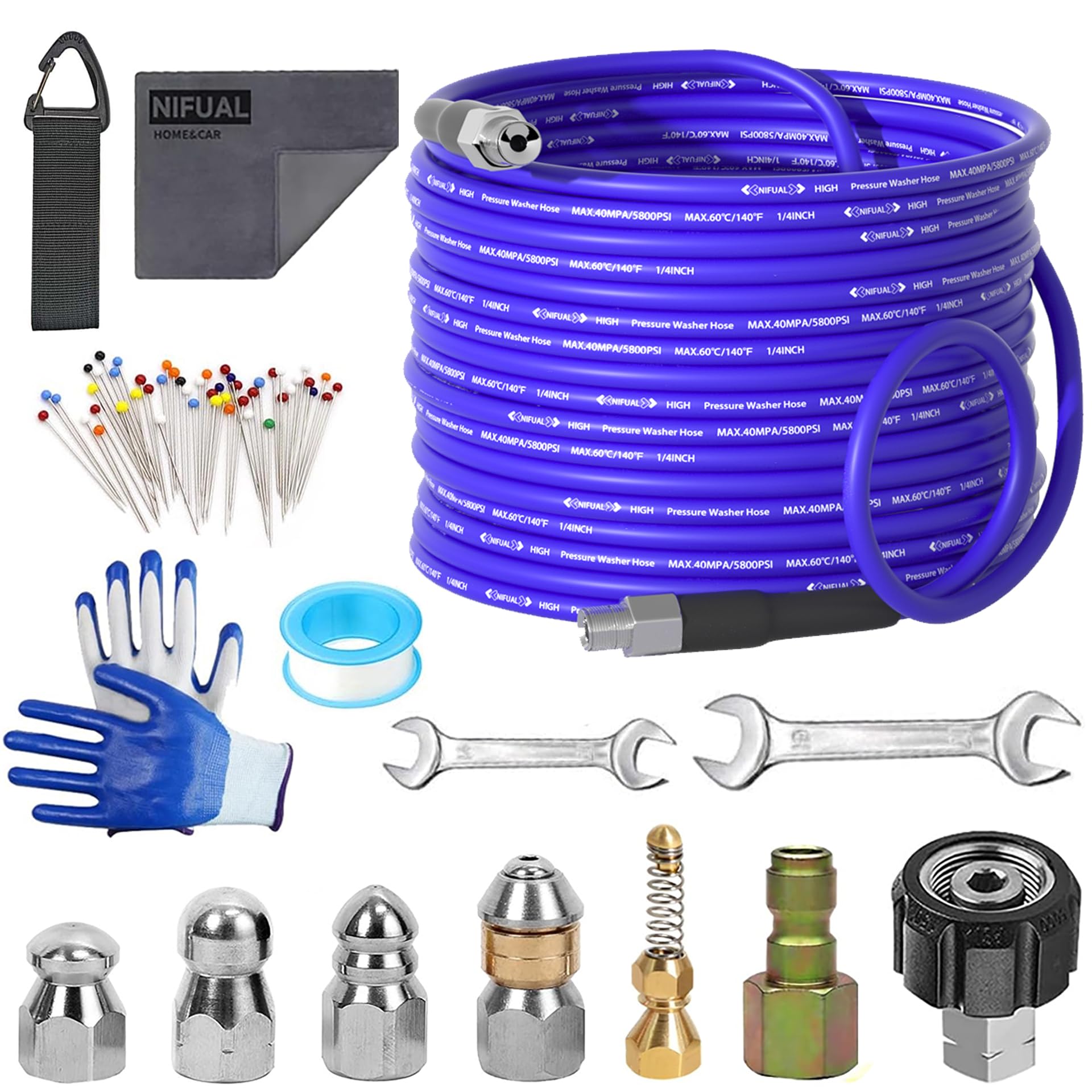 YETIANICAL NIFUAL 100ft sewer jet hose for powerful drain cleaning