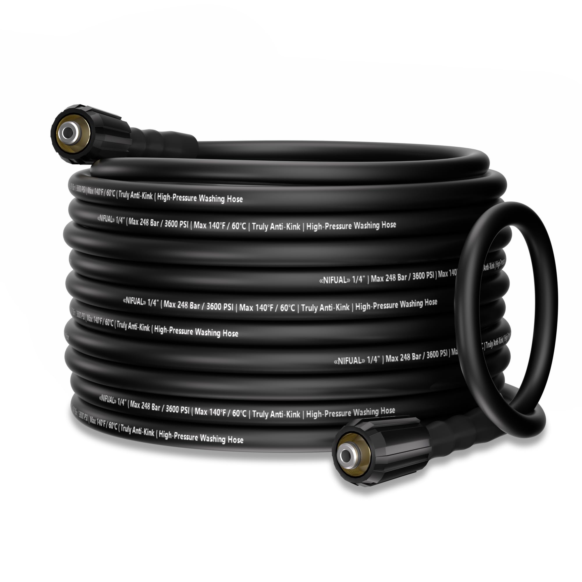 YETIANICAL NIFUAL 50ft hose coiled for easy storage and quick cleaning.