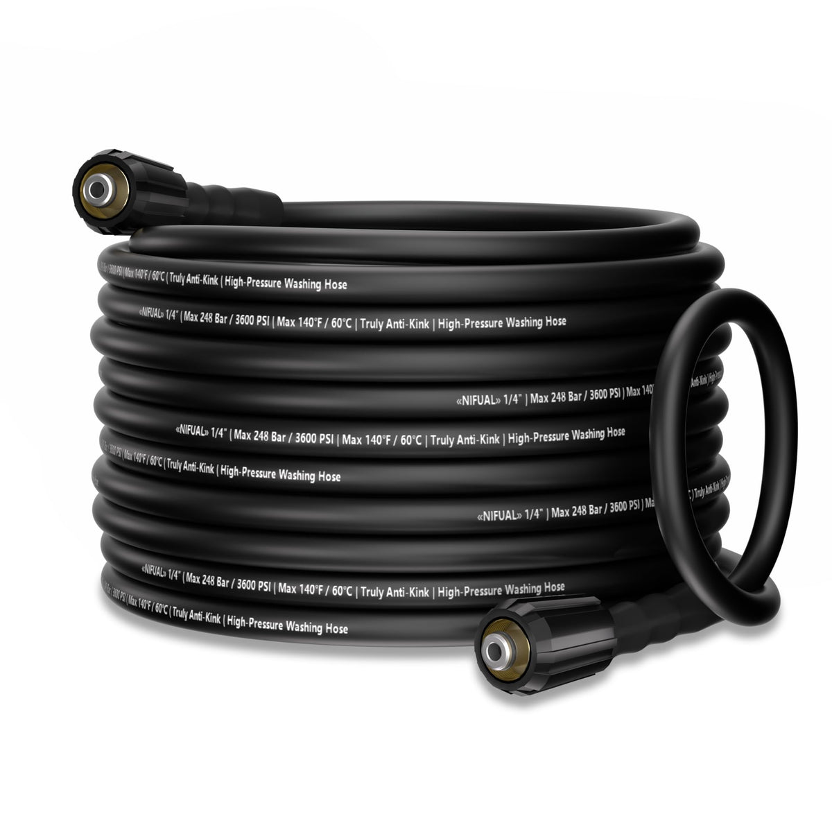 YETIANICAL NIFUAL 50ft hose coiled for easy storage and quick cleaning.