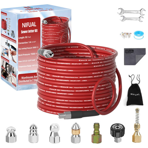 YETIANICAL NIFUAL sewer jetter kit for DIY drain cleaning
