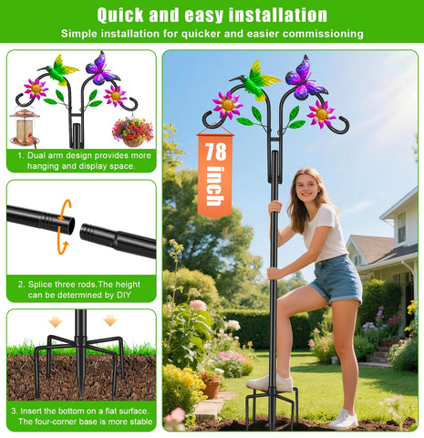 yeuago versatile two-arm design holds bird feeders, baskets, lanterns, and chimes.