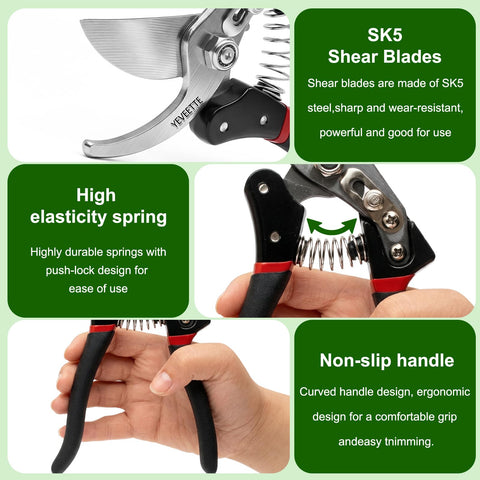 YEVEETTE safety lock feature for one-handed use and secure storage.