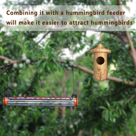 Yewacne hummingbird house size 5.5 by 2 inches with a 1.1 inch hole.