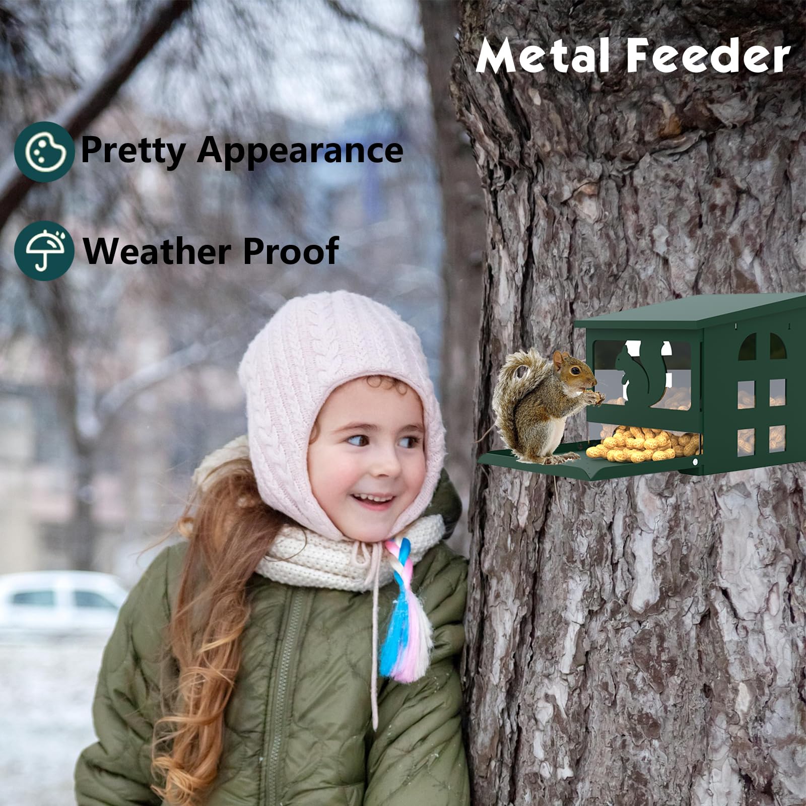 Yewacne Squirrel Feeder backyard decor that doubles as wildlife-friendly art