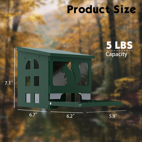 Yewacne Squirrel Feeder large-chamber provides easy, large-capacity feeding space for wildlife