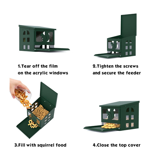 Yewacne Squirrel Feeder mounted on tree, fence, or post for flexible placement