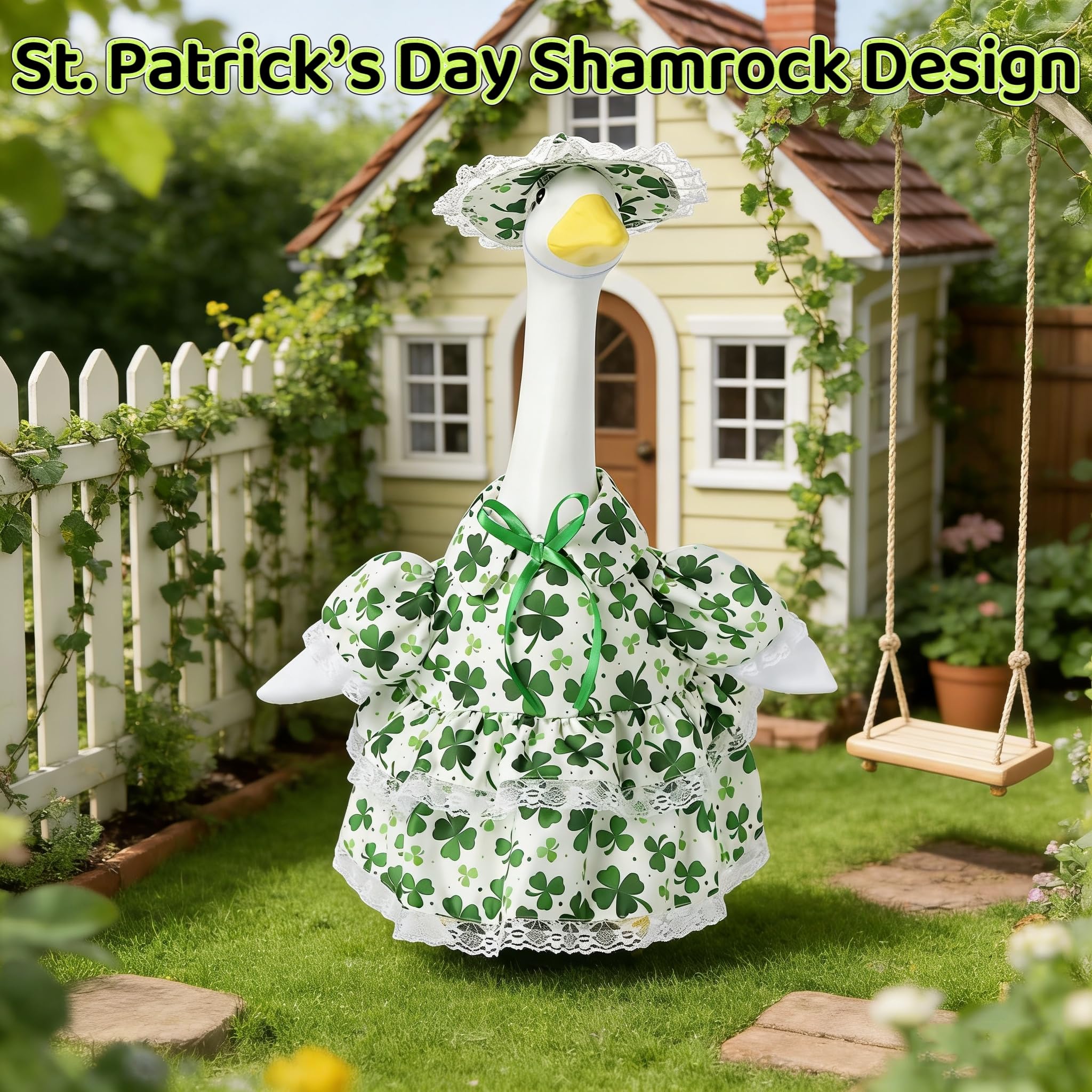Yeweian goose outfit easy on-off for quick decorating.