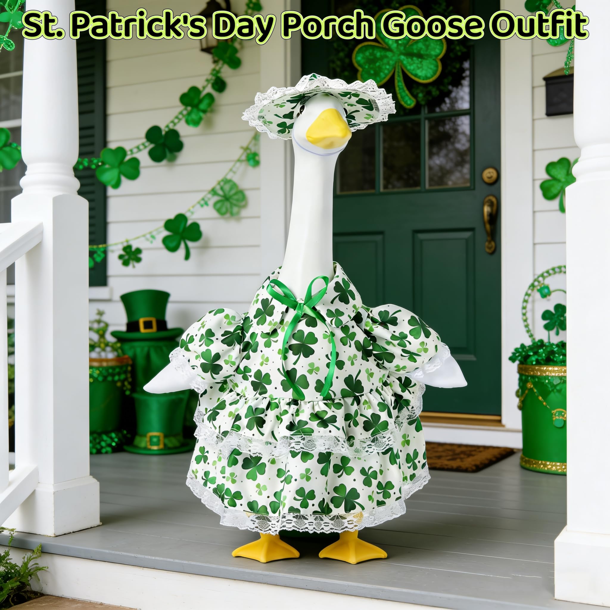 Yeweian St Patrick's Day decoration on porch—classic shamrock pattern.