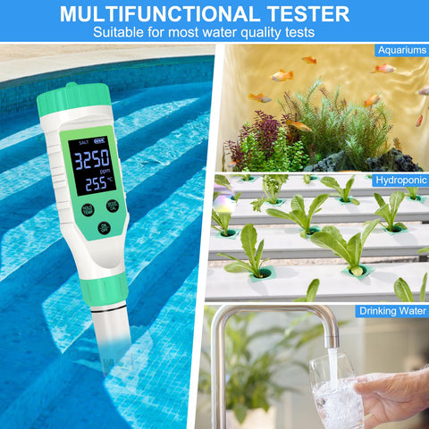 Yewhick 7-in-1 handheld meter provides versatile pool testing.