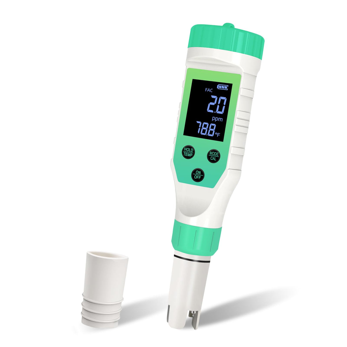 Yewhick digital pool water tester front view, compact handheld design for quick testing.