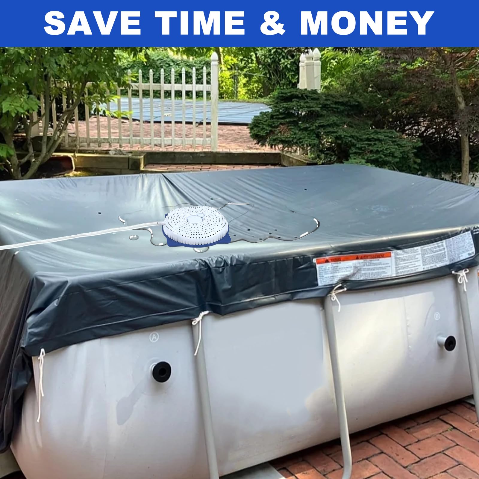 YEXEXINM above-ground pool cover pump shows portable, lightweight design for quick setup.