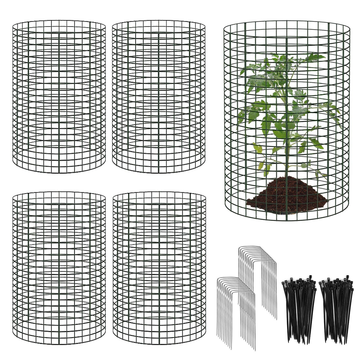 YEXEXINM cylindrical plant protection cage shields 12-inch plants from animals.