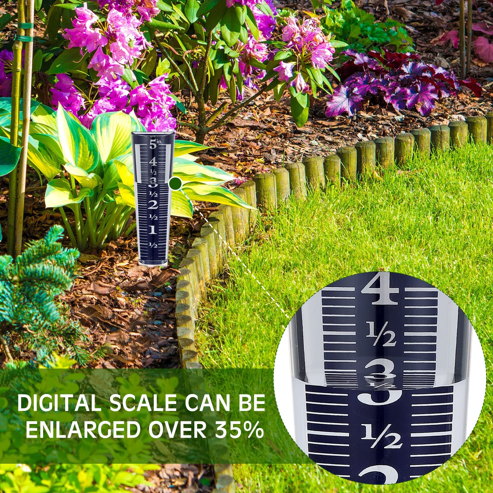 Yexiya blue acrylic rain gauge readability with magnified scale for garden planning