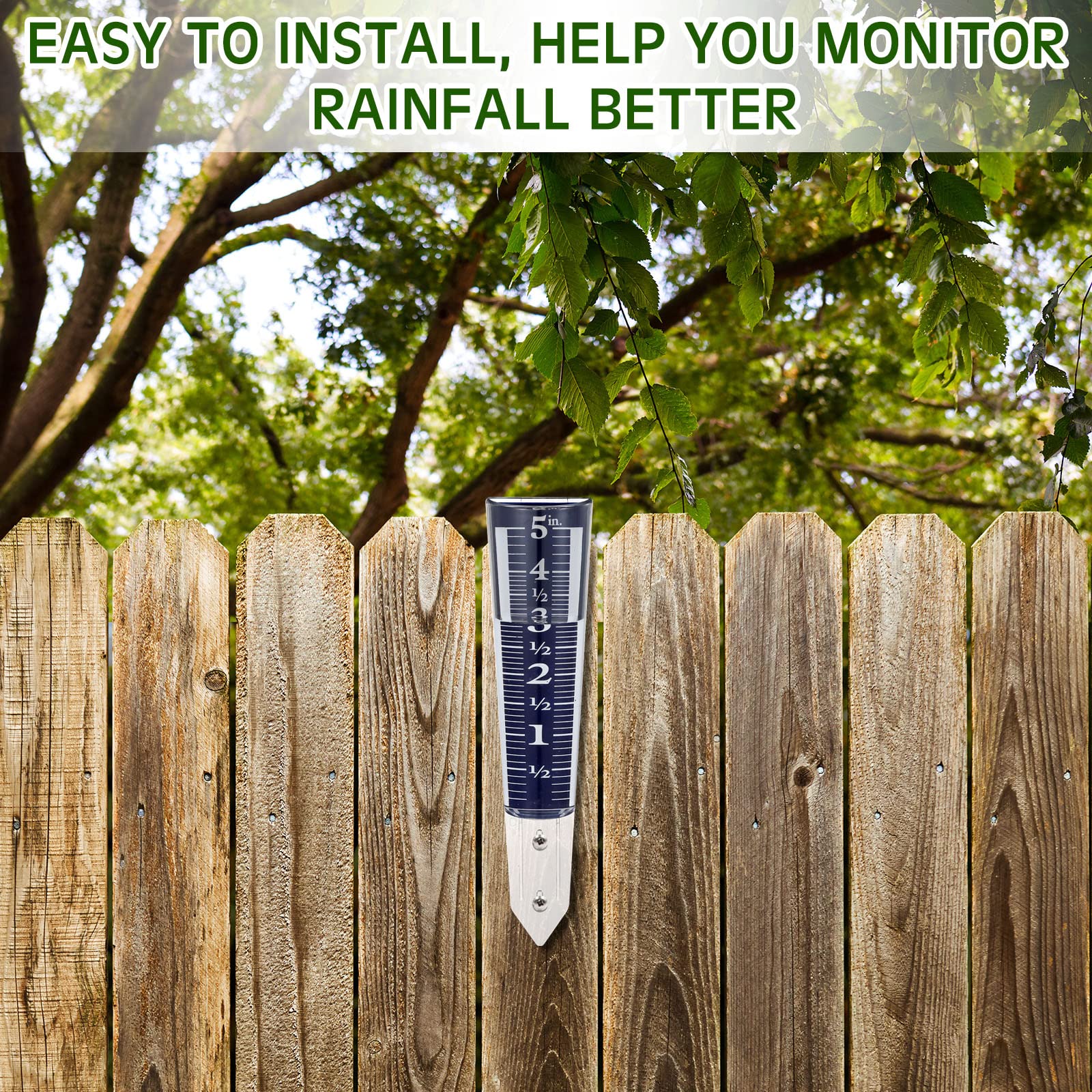 Yexiya blue rain gauge installed on ground for outdoor measurement