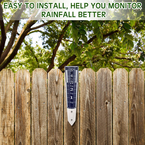 Yexiya blue rain gauge installed on ground for outdoor measurement