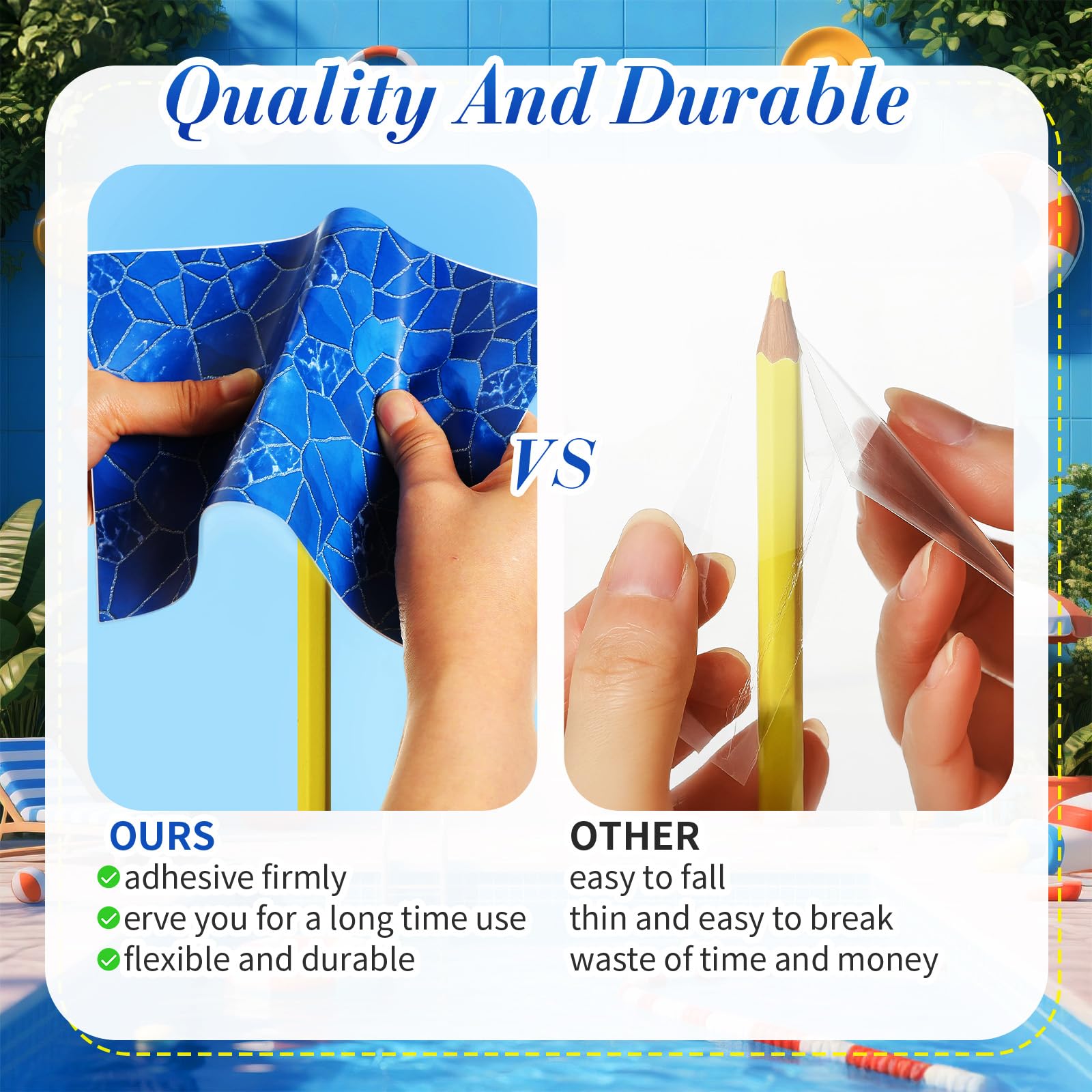 Yexiya PVC patch sticks instantly against water, sun, and chemicals.