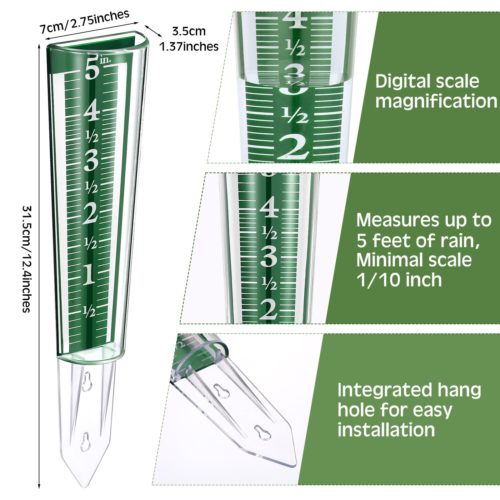 Yexiya four-pack rain gauges for yard and patio installation.
