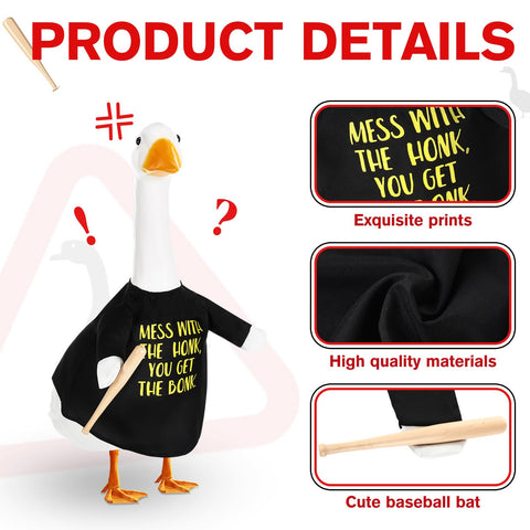 Yeyeplum baseball goose outfit with T-shirt and bat set ready for photos.