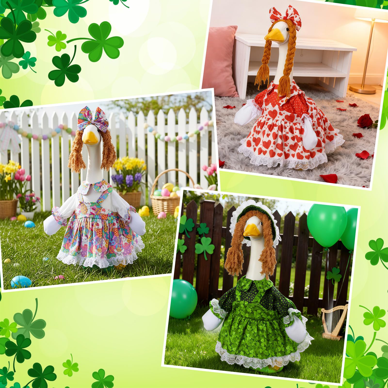 Yeyeplum Easter goose dress close-up shows color and pattern