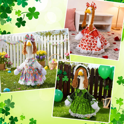 Yeyeplum Easter goose dress close-up shows color and pattern