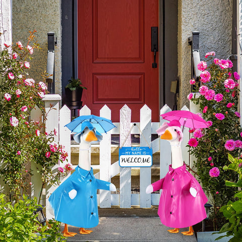 Rose red umbrella accessory adds festive color to the display