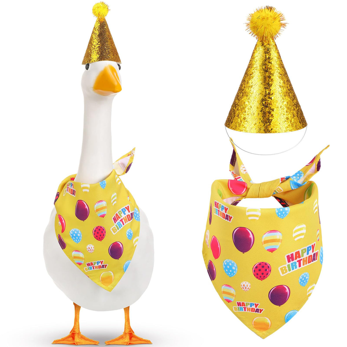 Yeyeplum Happy Birthday Goose glitter hat boosts festive lawn décor