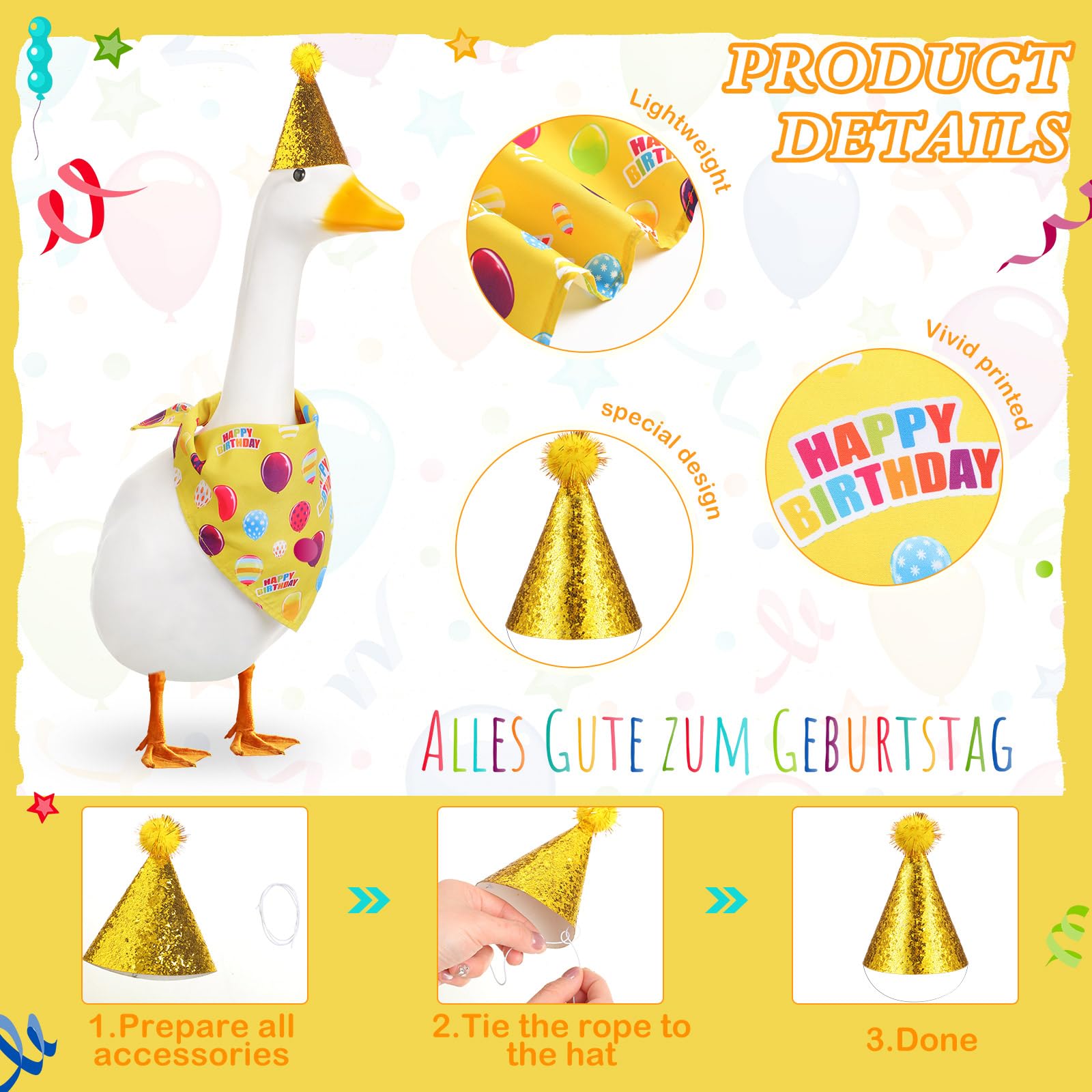 Yeyeplum Happy Birthday Goose on lawn showcases playful yard display for photos