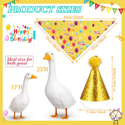 Yeyeplum Happy Birthday Goose yellow bandana adds cheerful flair for celebrations