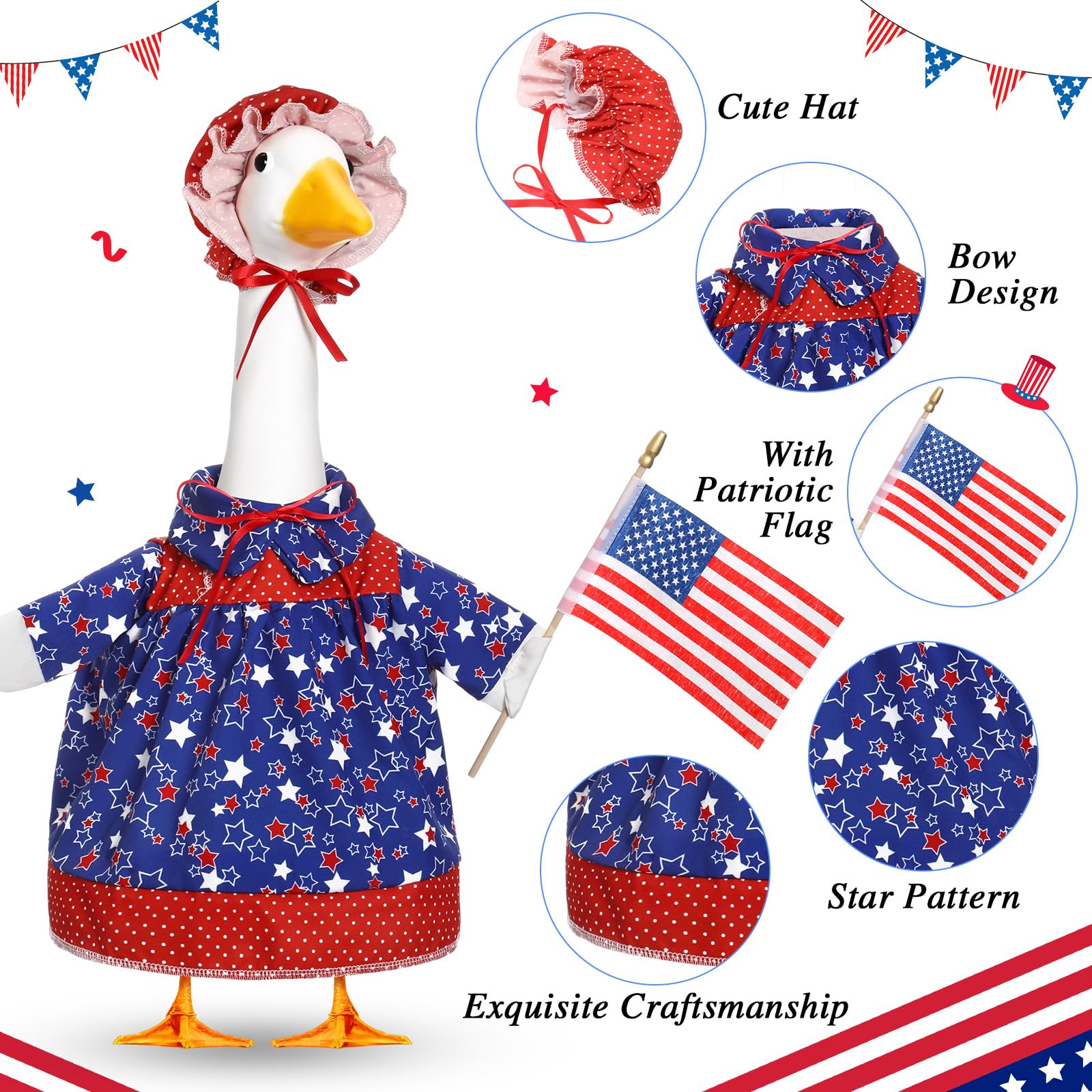 Yeyeplum red cap completes patriotic goose costume for yard decor