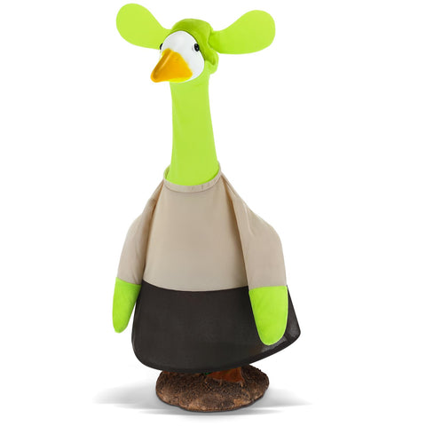 Yeyeplum porch goose costume on a 23-inch statue for durable outdoor charm.