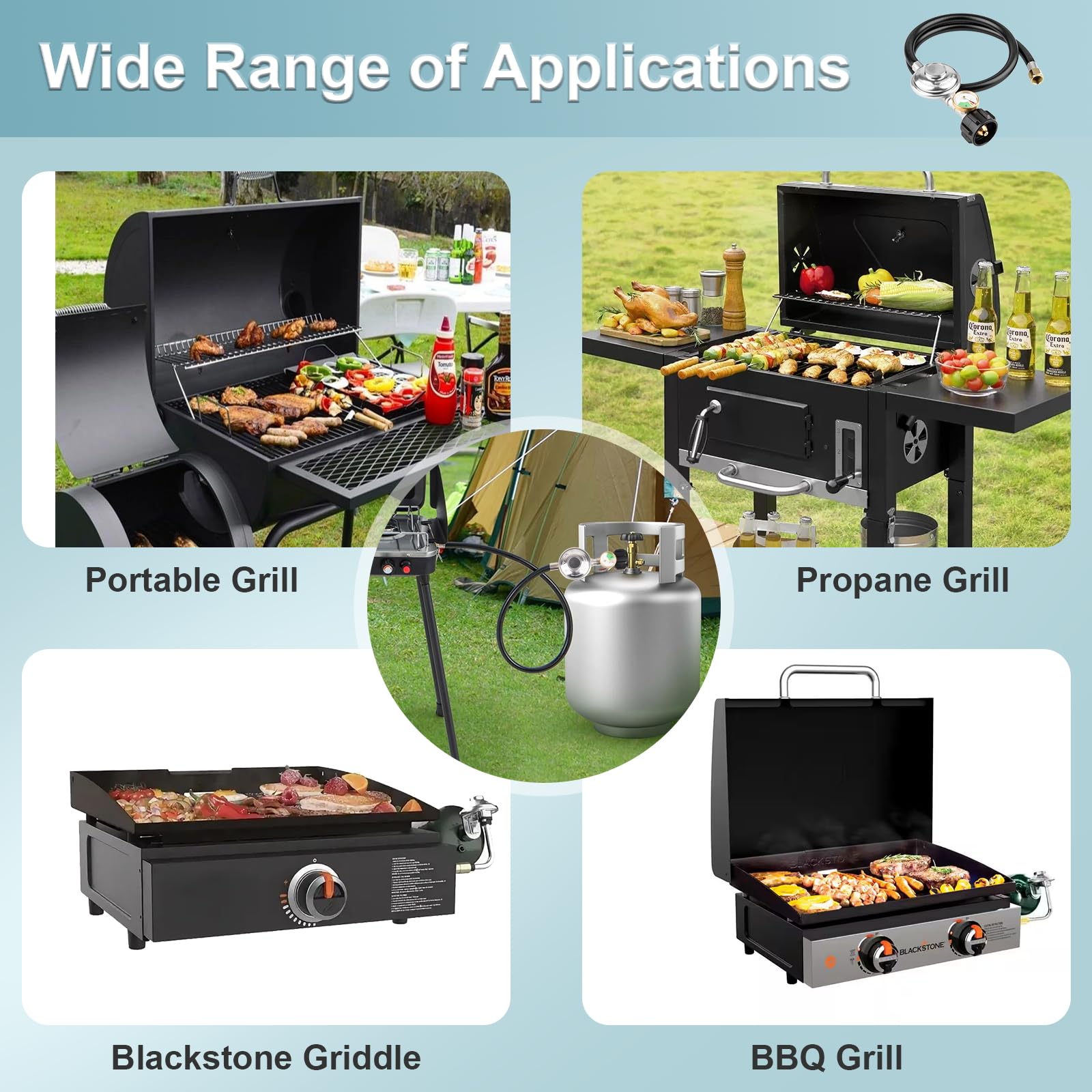 YEYETUO regulator fits many grills, heaters, and fire pits for flexible setup.