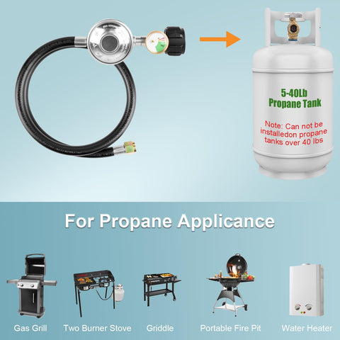 YEYETUO safe-flow hose supports safe operation across grills and heaters.