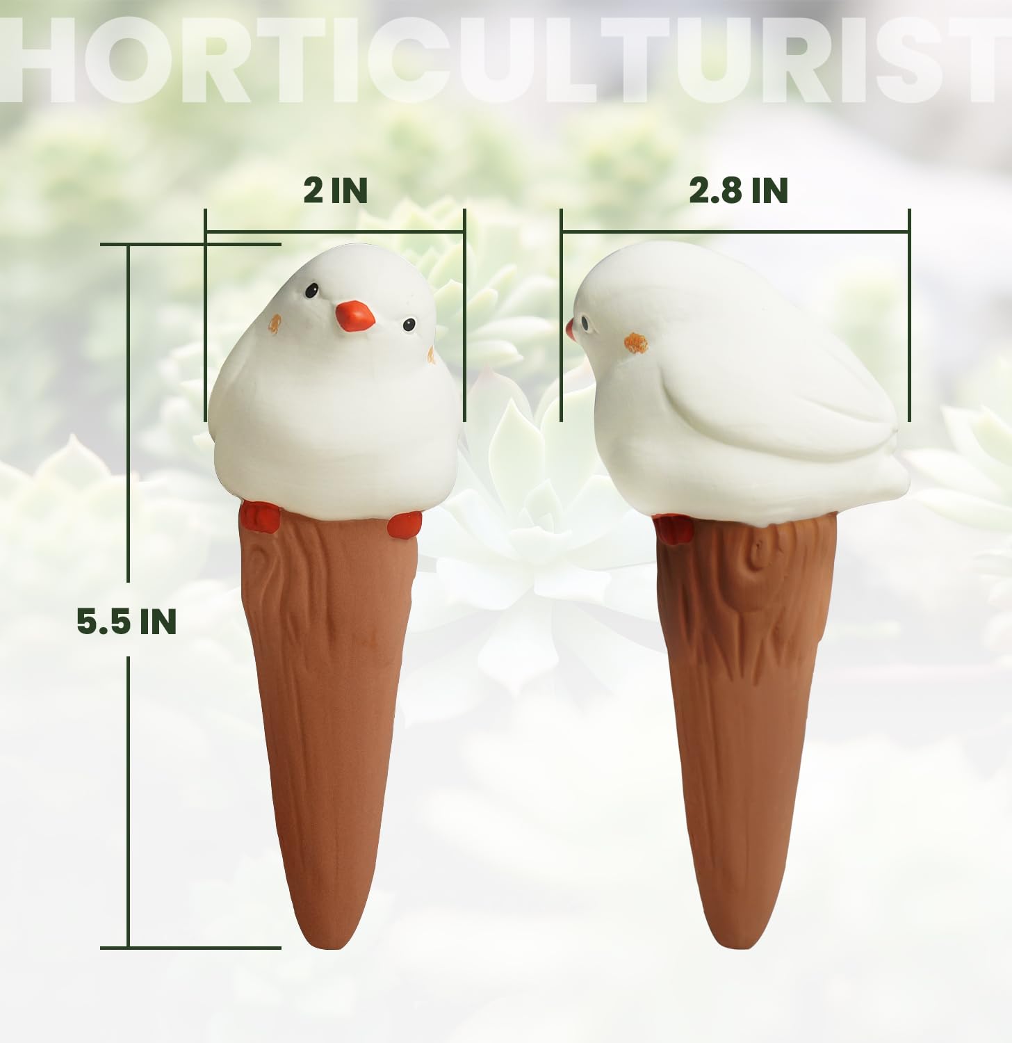 yfdb bird-shaped watering globes in soil deliver steady moisture to containers