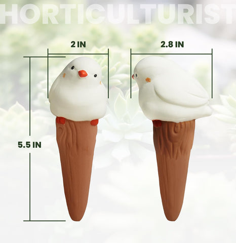 yfdb bird-shaped watering globes in soil deliver steady moisture to containers