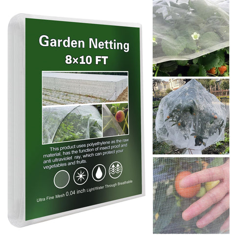 YFFSIDMY garden netting ultra fine 8x10ft protecting crops while letting air and moisture through.